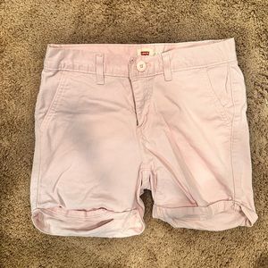 Pink denim shorts